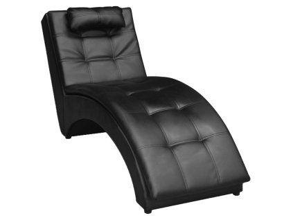 vidaXL Lenoška s polštářem černá umělá kůže