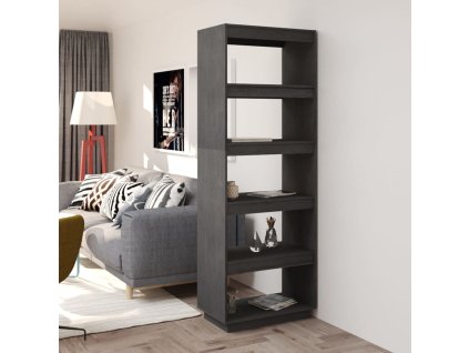 vidaXL Knihovna / dělicí stěna šedá 60 x 35 x 167 cm masivní borovice