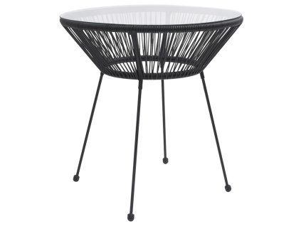 vidaXL Zahradní jídelní stůl černý Ø 70 x 74 cm ratan a sklo