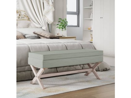 vidaXL Stolička s úložným prostorem světle šedá 110x45x49 cm samet