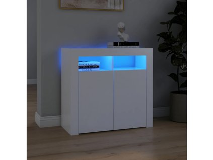 vidaXL Příborník s LED osvětlením bílý 80 x 35 x 75 cm