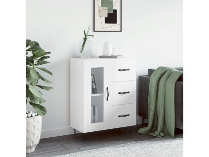 vidaXL Příborník bílý s vysokým leskem 69,5x34x90 cm kompozitní dřevo