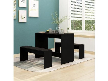 vidaXL 3dílný jídelní set černý kompozitní dřevo
