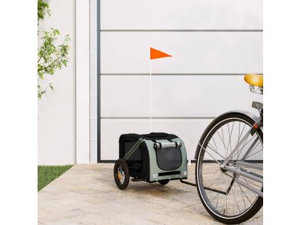 vidaXL Vozík za kolo pro psa šedý a černý oxfordská tkanina a železo