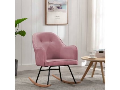 vidaXL Houpací křeslo růžové samet