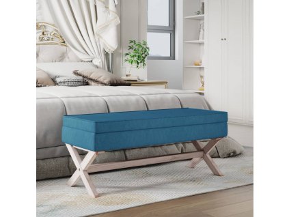 vidaXL Stolička s úložným prostorem modrá 110x45x49 cm samet