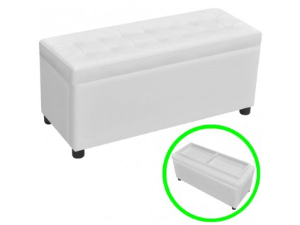 vidaXL Taburet s úložným prostorem, umělá kůže, bílý