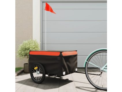 vidaXL Vozík za kolo černý a oranžový 45 kg železo