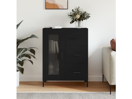 vidaXL Příborník černý 69,5 x 34 x 90 cm kompozitní dřevo