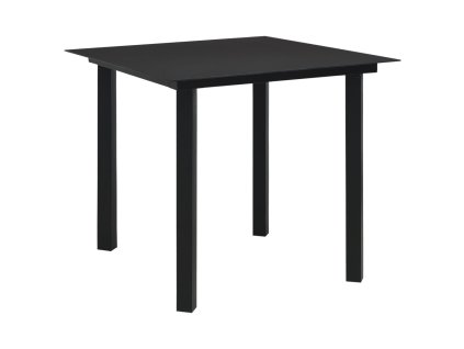 vidaXL Zahradní jídelní stůl černý 80 x 80 x 74 cm ocel a sklo