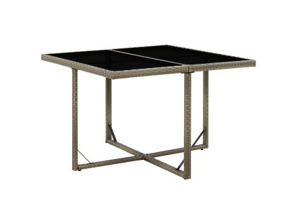 vidaXL Zahradní stůl šedý 109 x 107 x 74 cm polyratan a sklo