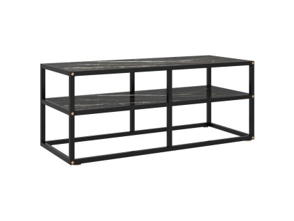 vidaXL TV stolek černý s černým mramorovým sklem 100 x 40 x 40 cm