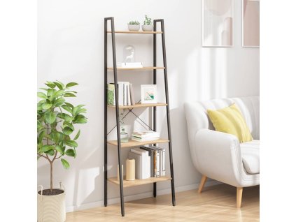 vidaXL 5patrová stojící police světle hnědá a černá 56 x 35 x 174 cm