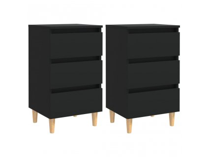 vidaXL Noční stolky s masivními dřevěnými nohami 2 ks černé 40x35x69cm
