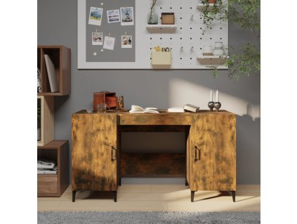 vidaXL Psací stůl kouřový dub 140 x 50 x 75 cm kompozitní dřevo