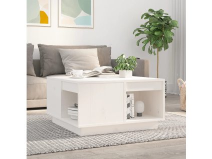 vidaXL Konferenční stolek bílý 60x61x32,5 cm masivní borové dřevo