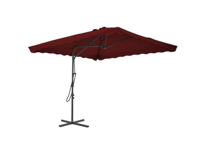 vidaXL Zahradní slunečník s ocelovou tyčí bordó 250 x 250 x 230 cm