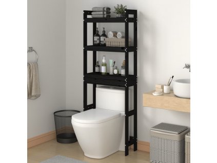 vidaXL Toaletní regál černý 63 x 26 x 171 cm masivní borové dřevo