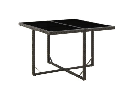 vidaXL Zahradní stůl černý 109 x 107 x 74 cm polyratan a sklo