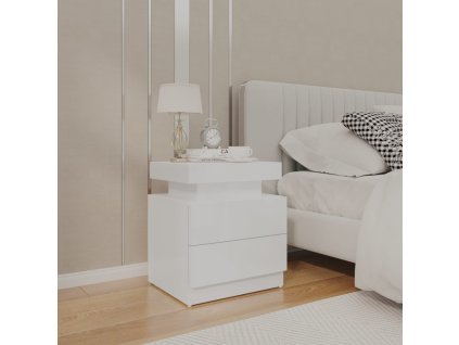 vidaXL Noční stolek bílý s vysokým leskem 45x35x52 cm kompozitní dřevo