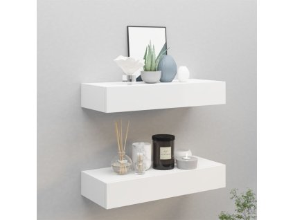 vidaXL Nástěnné police se zásuvkou 2 ks bílé 60 x 23,5 x 10 cm MDF