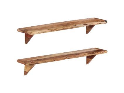 vidaXL Nástěnné police 2 ks 110 x 20 x 18 cm masivní akáciové dřevo