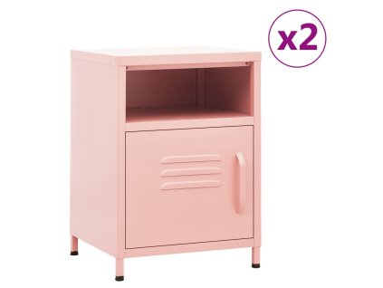 vidaXL Noční stolky 2 ks růžová 35 x 35 x 51 cm ocel