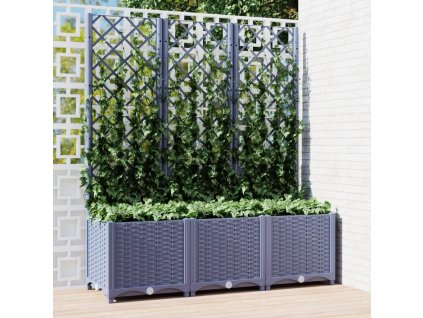 vidaXL Zahradní truhlík s treláží modrá šedá 120 x 40 x 136 cm PP