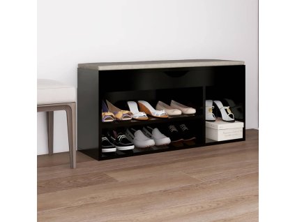 vidaXL Lavice s botníkem a poduškou černá 104 x 30 x 49 cm kompozit