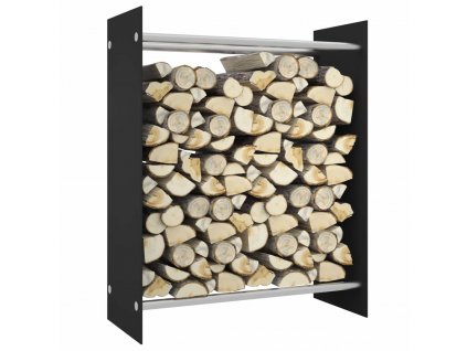vidaXL Stojan na palivové dříví černý 80 x 35 x 100 cm tvrzené sklo