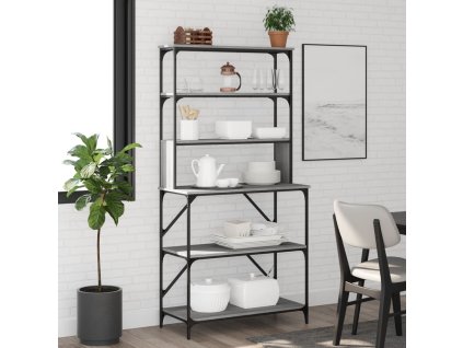vidaXL Kuchyňský regál 6patrový šedý sonoma 90 x 40 x 180 cm kompozit