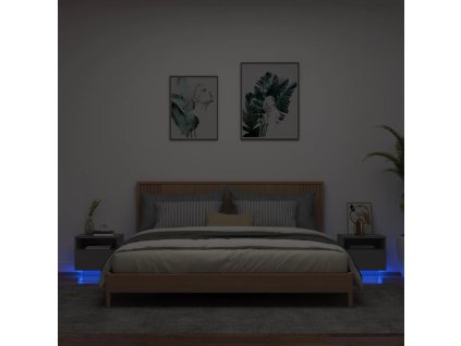 vidaXL Noční stolky s LED osvětlením 2 ks černé 40 x 39 x 37 cm