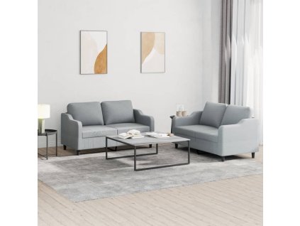 vidaXL 2dílná sedací souprava s poduškami světle šedá textil