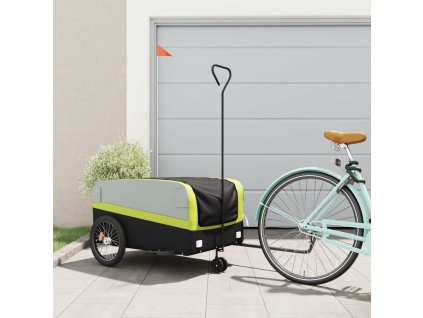 vidaXL Vozík za kolo černý a zelený 45 kg železo