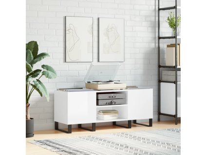vidaXL Skříňka na LP desky lesklá bílá 121x38x48 cm kompozitní dřevo