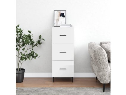 vidaXL Příborník bílý s vysokým leskem 34,5x34x90 cm kompozitní dřevo