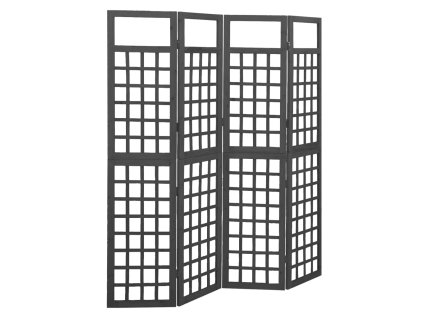 vidaXL 4dílná dělicí stěna / treláž masivní jedle černá 161 x 180 cm