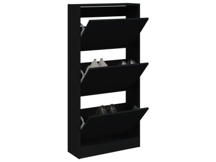 vidaXL Botník černý 60 x 21 x 125,5 cm kompozitní dřevo