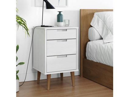 vidaXL Noční stolek MOLDE bílý 40 x 35 x 65 cm masivní borové dřevo