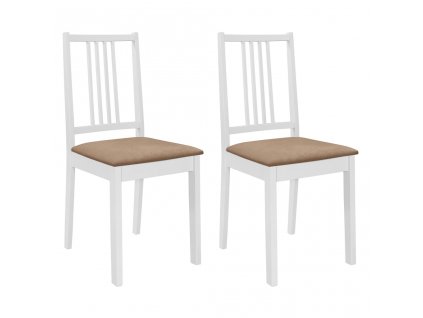 vidaXL Jídelní židle s poduškami 2 ks bílé masivní dřevo
