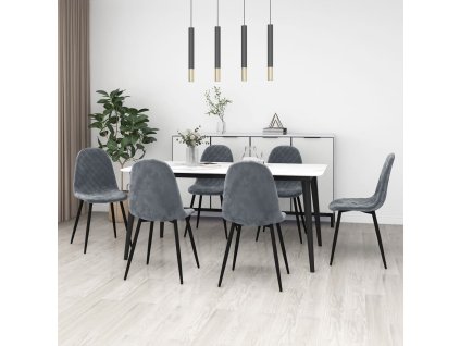 vidaXL Jídelní židle 6 ks tmavě šedé samet