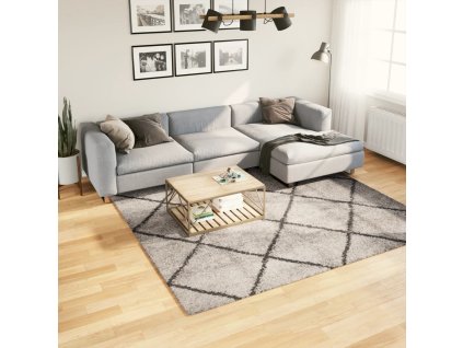 vidaXL Koberec PAMPLONA s vysokým vlasem béžový a antracit 240x240 cm