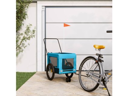 vidaXL Vozík za kolo pro psa modrý a černý oxfordská tkanina a železo