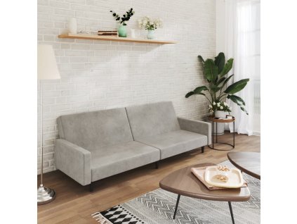 vidaXL 2místná rozkládací pohovka světle šedá samet