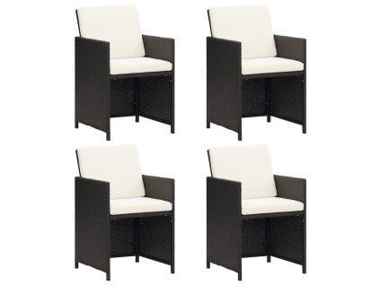 vidaXL Zahradní jídelní židle s poduškami 4 ks černé polyratan