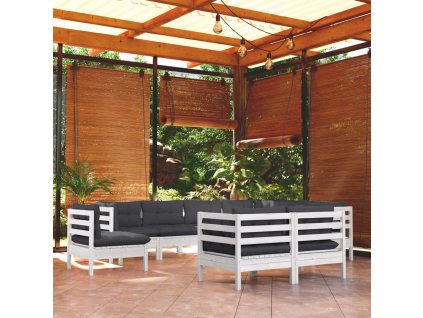 vidaXL 9dílná zahradní sedací souprava s poduškami masivní borovice