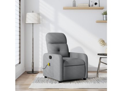vidaXL Masážní polohovací křeslo světle šedé textil