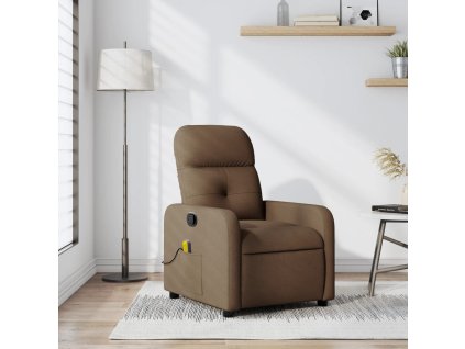 vidaXL Masážní polohovací křeslo hnědé textil
