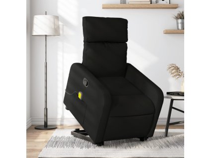 vidaXL Zvedací masážní polohovací křeslo černé textil