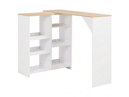 vidaXL Barový stůl s pohyblivým regálem bílý 138 x 39 x 110 cm